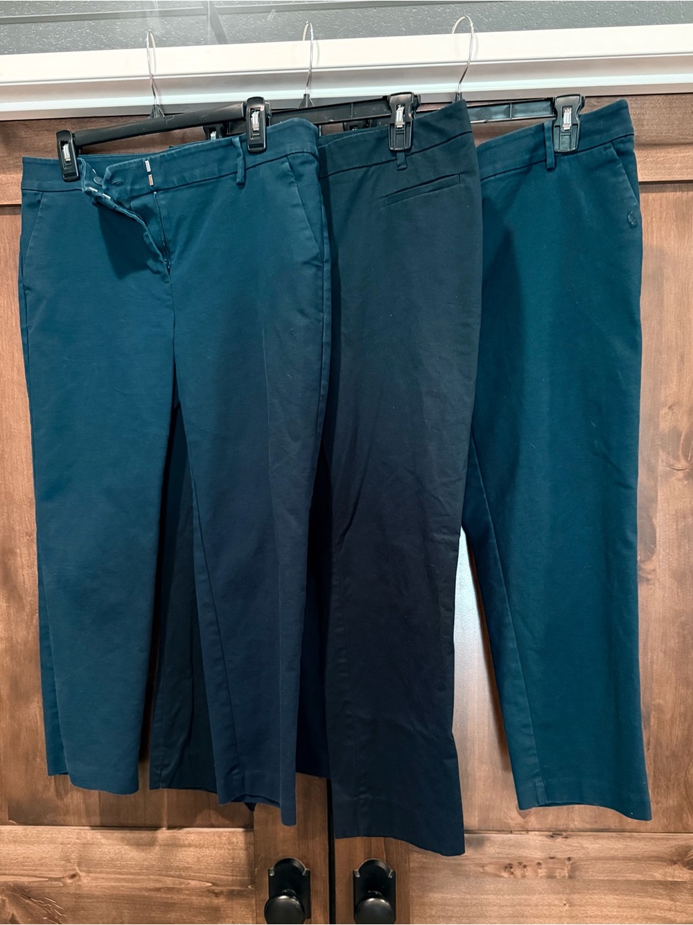 LOFT Ankle Cropped Pants Trio in Teal and Navy